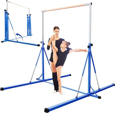 Gymnastics Bar, 5'10" Base length 45" to 71" Adjustable Horizontal Bar for Serious Training, 500 LBS Capacity, Professional Home Gym Equipment with Competition-Grade Beech-covered Fiberglass Bar in Saudi Arabia