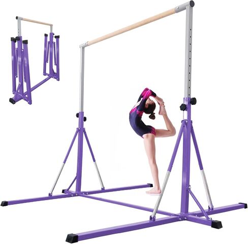 Gymnastics Bar, 5'10" Base length 45" to 71" Adjustable Horizontal Bar for Serious Training, 500 LBS Capacity, Professional Home Gym Equipment with Competition-Grade Beech-covered Fiberglass Bar in Saudi Arabia