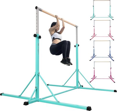 Gymnastics Bar, 5'10" Base length 45" to 71" Adjustable Horizontal Bar for Serious Training, 500 LBS Capacity, Professional Home Gym Equipment with Competition-Grade Beech-covered Fiberglass Bar in Saudi Arabia