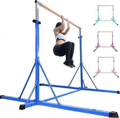 Gymnastics Bar, 5'10" Base length 45" to 71" Adjustable Horizontal Bar for Serious Training, 500 LBS Capacity, Professional Home Gym Equipment with Competition-Grade Beech-covered Fiberglass Bar in Saudi Arabia