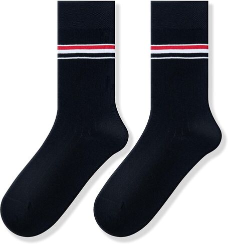Unisex Striped Mid-Calf Cotton Socks for Men and Women Comfortable, Sweat-Wicking, Breathable Vertical Stripes Sporty, Fashionable, Trendy Socks (4 Pairs/Box) in Saudi Arabia