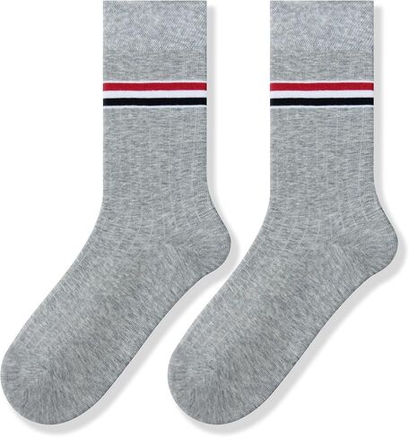 Unisex Striped Mid-Calf Cotton Socks for Men and Women Comfortable, Sweat-Wicking, Breathable Vertical Stripes Sporty, Fashionable, Trendy Socks (4 Pairs/Box) in Saudi Arabia