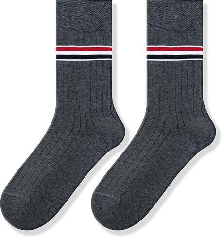 Unisex Striped Mid-Calf Cotton Socks for Men and Women Comfortable, Sweat-Wicking, Breathable Vertical Stripes Sporty, Fashionable, Trendy Socks (4 Pairs/Box) in Saudi Arabia