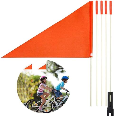 Uelfbaby Bike Safety Flag with Pole 6 Ft Adjustable Height Heavy Duty Fiberglass Pole Polyester Full Color Tear-Resistant Waterproof Orange Safety Flag in Saudi Arabia