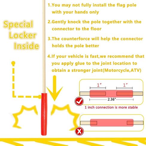Uelfbaby Bike Safety Flag with Pole 6 Ft Adjustable Height Heavy Duty Fiberglass Pole Polyester Full Color Tear-Resistant Waterproof Orange Safety Flag in Saudi Arabia