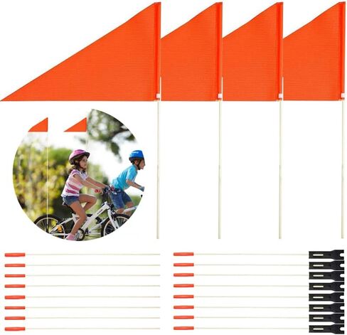 Uelfbaby Bike Safety Flag with Pole 6 Ft Adjustable Height Heavy Duty Fiberglass Pole Polyester Full Color Tear-Resistant Waterproof Orange Safety Flag in Saudi Arabia