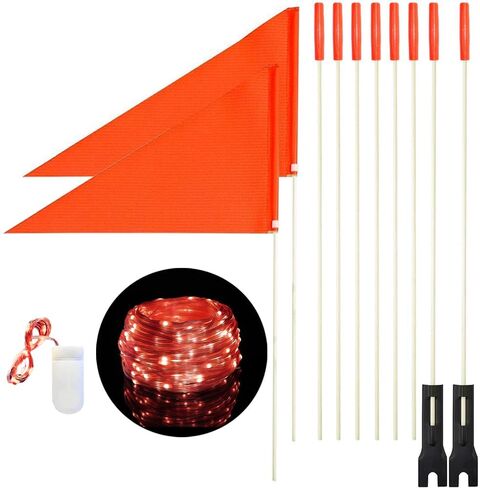 Uelfbaby Bike Safety Flag with Pole 6 Ft Adjustable Height Heavy Duty Fiberglass Pole Polyester Full Color Tear-Resistant Waterproof Orange Safety Flag in Saudi Arabia