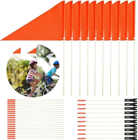 Uelfbaby Bike Safety Flag with Pole 6 Ft Adjustable Height Heavy Duty Fiberglass Pole Polyester Full Color Tear-Resistant Waterproof Orange Safety Flag in Saudi Arabia
