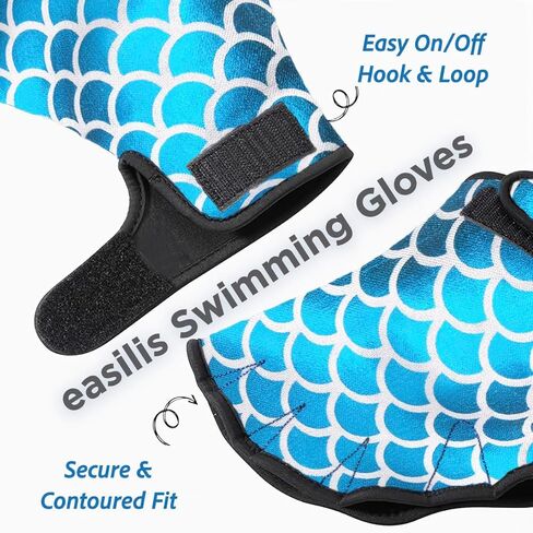 easilis Swimming Aquatic Gloves or Women & Men, Water Gloves with Webbed Resistance for Swimming & Water Aerobics Fitness, Fish Scale Design, Fade-Resistant Pool Gear in Saudi Arabia