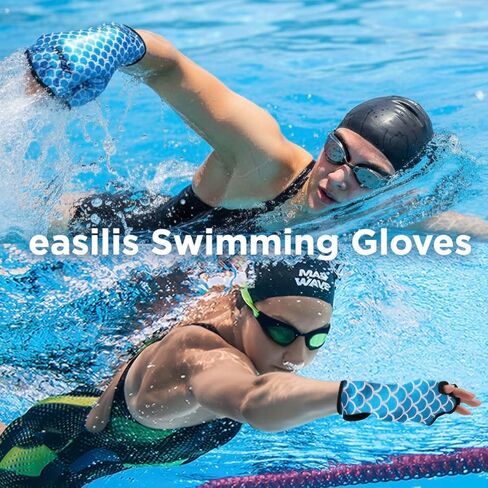 easilis Swimming Aquatic Gloves or Women & Men, Water Gloves with Webbed Resistance for Swimming & Water Aerobics Fitness, Fish Scale Design, Fade-Resistant Pool Gear in Saudi Arabia