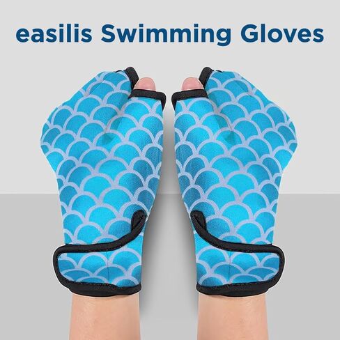 easilis Swimming Aquatic Gloves or Women & Men, Water Gloves with Webbed Resistance for Swimming & Water Aerobics Fitness, Fish Scale Design, Fade-Resistant Pool Gear in Saudi Arabia