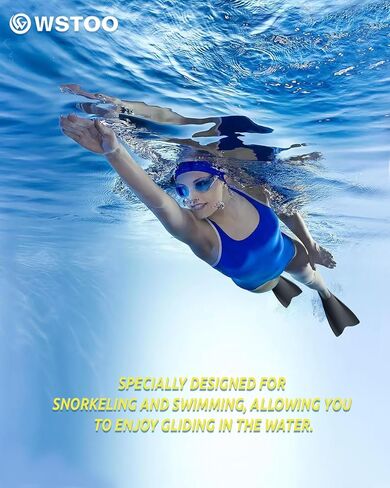 WSTOO Streamlined Training Short Fins - Silicone Swim Flippers for Adults and Youth (Men & Women), Ideal for Swimming, Snorkeling, and Diving in Saudi Arabia