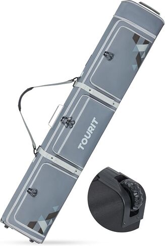 TOURIT Rolling Ski Bag and Ski Boot Bag Combo - Fully Padded Snowboard Bag with Wheels for Air Travel, Wheeled Ski Bag Holds 2 Pairs of Skis (195cm) in Saudi Arabia