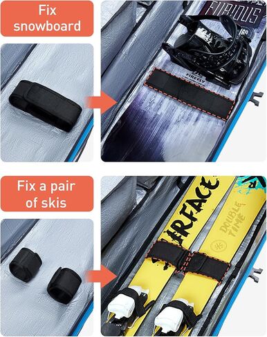 TOURIT Rolling Ski Bag and Ski Boot Bag Combo - Fully Padded Snowboard Bag with Wheels for Air Travel, Wheeled Ski Bag Holds 2 Pairs of Skis (195cm) in Saudi Arabia