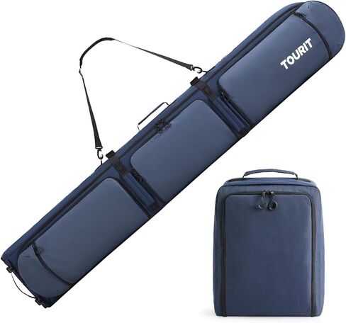 TOURIT Rolling Ski Bag and Ski Boot Bag Combo - Fully Padded Snowboard Bag with Wheels for Air Travel, Wheeled Ski Bag Holds 2 Pairs of Skis (195cm) in Saudi Arabia