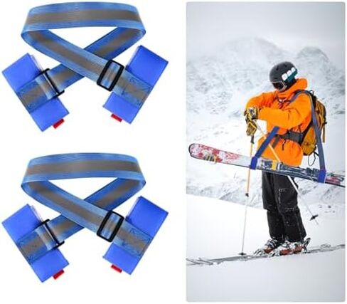 2 Pcs Ski Carrier Strap, Ski Straps for Carrying Ski Pole Straps Ski Design Adjustable Straps for Bags Ski Strap and Pole Carrier for Ski Boards Poles Winter Sports Accessories in Saudi Arabia