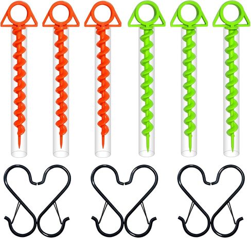 FeatherHold Tent Stakes Heavy Duty:11.5Inch Ground Anchors Screw in,Screw in Tent Stakes,for Beach and Camping,Plastic Stakes for Inflatables,Easy Twist,Heavy Duty Stakes for High Wind(Large 6Pack) in Saudi Arabia