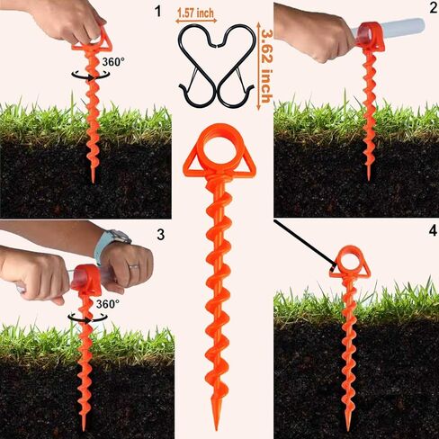FeatherHold Tent Stakes Heavy Duty:11.5Inch Ground Anchors Screw in,Screw in Tent Stakes,for Beach and Camping,Plastic Stakes for Inflatables,Easy Twist,Heavy Duty Stakes for High Wind(Large 6Pack) in Saudi Arabia