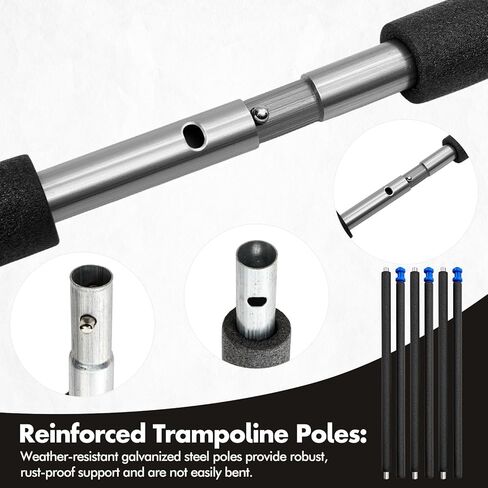 Tudomro 10 Sets Universal Trampoline Replacement Enclosure Poles Fit 8-16 Ft Straight Pole Trampoline Frame Heavy Duty Trampolines Accessories Kits with Foam Sleeve, Hardware, Lower Pole, Upper Poles in Saudi Arabia