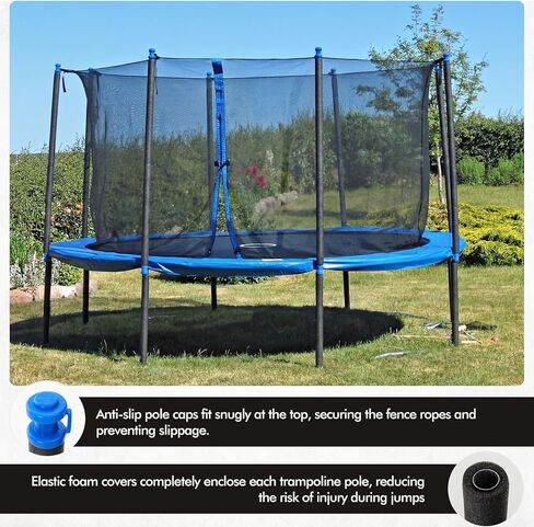 Tudomro 10 Sets Universal Trampoline Replacement Enclosure Poles Fit 8-16 Ft Straight Pole Trampoline Frame Heavy Duty Trampolines Accessories Kits with Foam Sleeve, Hardware, Lower Pole, Upper Poles in Saudi Arabia