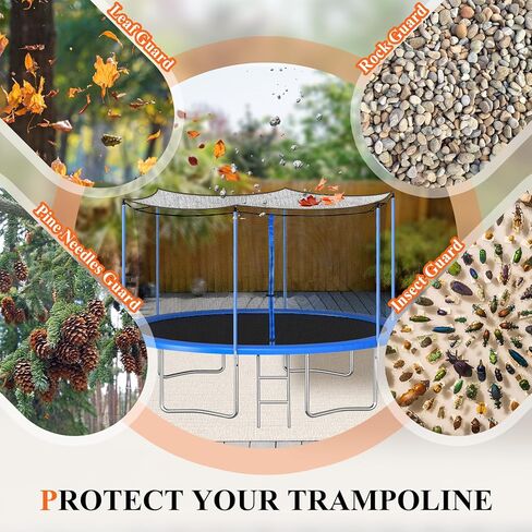 غطاء ظل الترامبولين من Inlisy بطول 14-16 قدمًا و6 أقطاب مقاس كبير، خيمة فقط، غطاء ترامبولين صغير للحماية من الشمس، مظلة ترامبولين سهلة التركيب (فضي، 16 قدم) in Kuwait