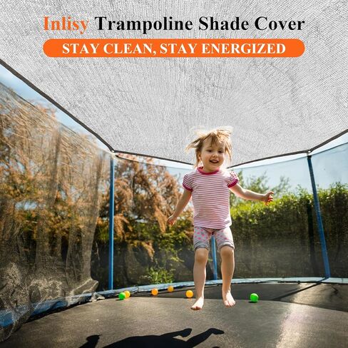 غطاء ظل الترامبولين من Inlisy بطول 14-16 قدمًا و6 أقطاب مقاس كبير، خيمة فقط، غطاء ترامبولين صغير للحماية من الشمس، مظلة ترامبولين سهلة التركيب (فضي، 16 قدم) in Kuwait