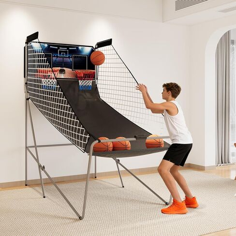 Danrelax Arcade Basketball Game, Dual Shot Electronic Basketball Game with 8 Game Modes, LCD Score Display, and 4 Rubber Balls, Indoor Basketball Arcade Game for Home in Saudi Arabia