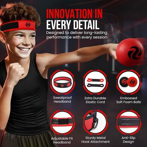 Soul Shift - Boxing Reflex Ball – Dual Competition Set | 2 Adjustable Headbands + 2 Training Balls + App Included | Speed, Agility & Hand-Eye Coordination for Adults & Kids | MMA Training Equipment in Kuwait