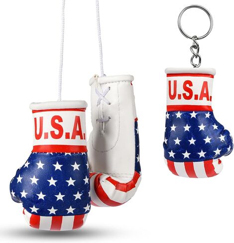 مجموعة قفازات الملاكمة الصغيرة من تيتان - تتضمن سلسلة مفاتيح متطابقة | الجلود الاصطناعية | مرآة الرؤية الخلفية للسيارة، حقيبة صالة الألعاب الرياضية، خزانة، حقيبة ظهر | ملحق سيارة صغير الحجم (ذهبي، طول 4 بوصة × عرض 2 بوصة) in Kuwait