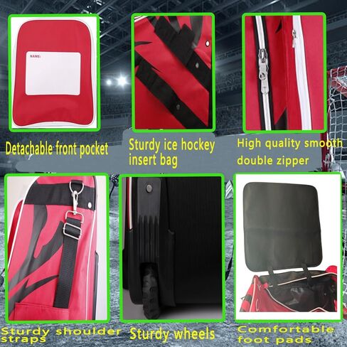 حقائب برج معدات هوكي الجليد من FOONPACK، حقيبة هوكي ذات عجلات، واق من المطر للشباب للاعبين الصغار، (للزلاجات العصي، والخوذة، والعتاد، والسفر وتخزين المعدات) in Saudi Arabia