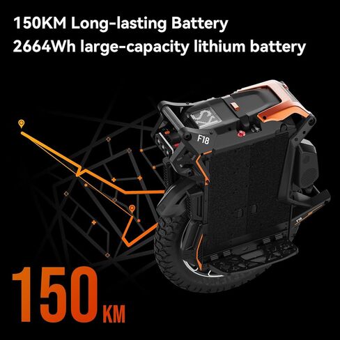 King Song F18 Electric Unicycle, Upgraded 150km Range EUC, 9000W Peak Motor, 100mm Suspension, UL2272 Certified Electric Unicycle for Urban Riding (Black) in Saudi Arabia
