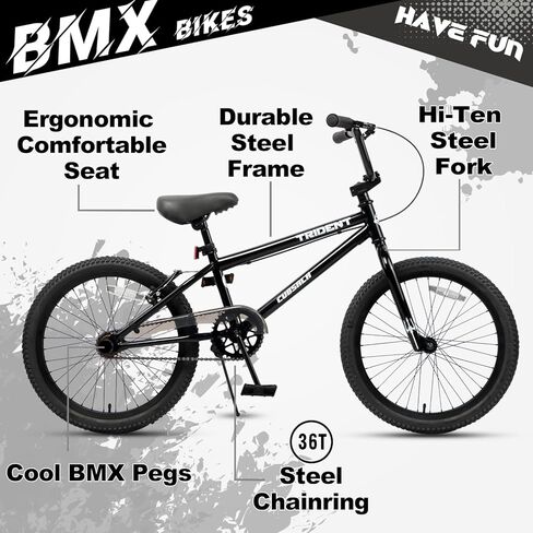 دراجات سباق cubsala مقاس 20 24 26 بوصة BMX دراجة ترايدنت من مستوى المبتدئين إلى الدراجين المتقدمين مع 2 أوتاد، ألوان متعددة in Kuwait