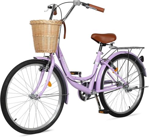 MarKnig Beach Cruiser Bike, 24/26 inch Commuter Bicycle for Women and Men, High-Carbon Steel Comfortable City Bikes with Basket in Kuwait