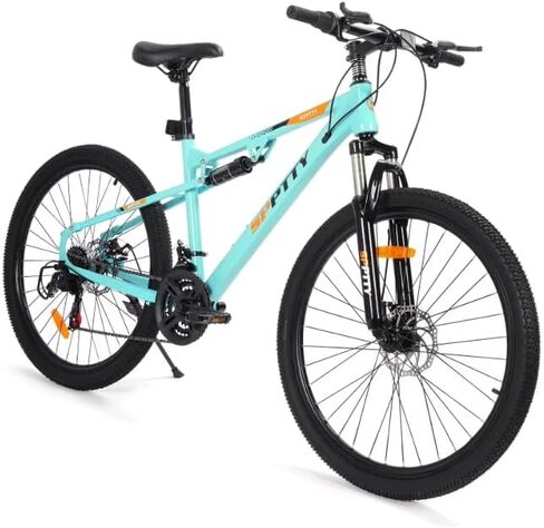 26" Mountain Bike,Full-Suspension 21 Speed Drivetrain, Disc Brakes,Bicycle for Men Women Green in Saudi Arabia