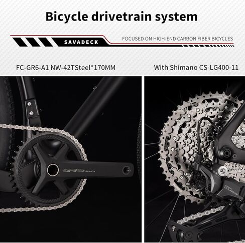 SAVADECK Carbon Gravel Bike - T800 Carbon Frame & Fork | Shimano U6000 11-Speed Groupset | Hydraulic Disc Brakes | 700CX40mm All-Terrain Tires | Men & Women Road/Off-Road Bicycle in Saudi Arabia