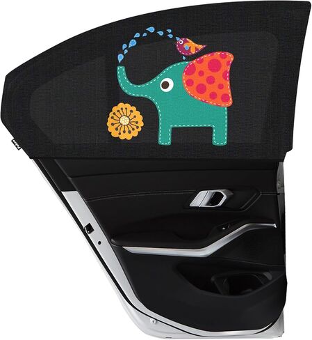 Car Window Shades for Baby, 2 Pack Car Sun Shades with UV Protection, Universal Fit Stretchable Side Window Sunscreen Sun Shades with Unicorn Motifs, Rear Window Shades for Kids in Kuwait