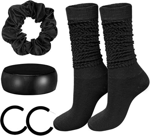 4Pcs 80s 90s Accessories for Women Neon Slouch Scrunch Socks 80s Leg Warmers Heavy Soft Extra Long Scrunchy Socks in Kuwait