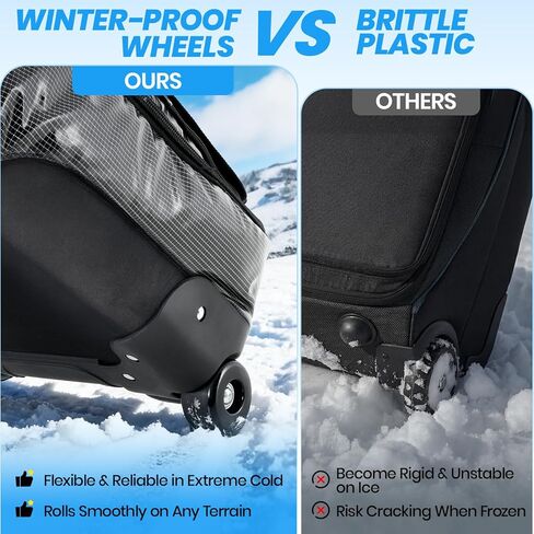 Fanwoli Snowboard Ski Bag with Wheels | Fully Padded Ski Bags for Air Travel | Fits 155-185cm Skis/Snowboard & US 13 Boots | 900D Waterproof TPU & Removable Shoulder Straps | Expandable & Foldable in Kuwait
