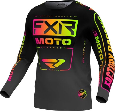 FXR Youth Clutch MX Jersey خفيفة الوزن تنفس إسقاط ذيل أسود/شيربرت in Saudi Arabia