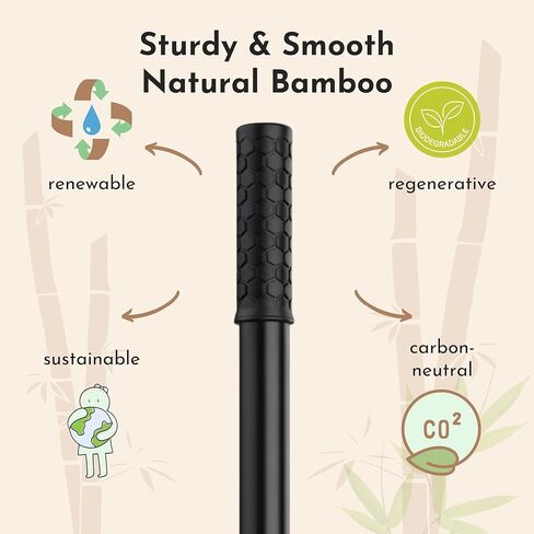 عصا اليوغا كارما هارت وعصا التمدد بأطراف مطاطية متينة للغاية - الخيزران - أسود in Kuwait