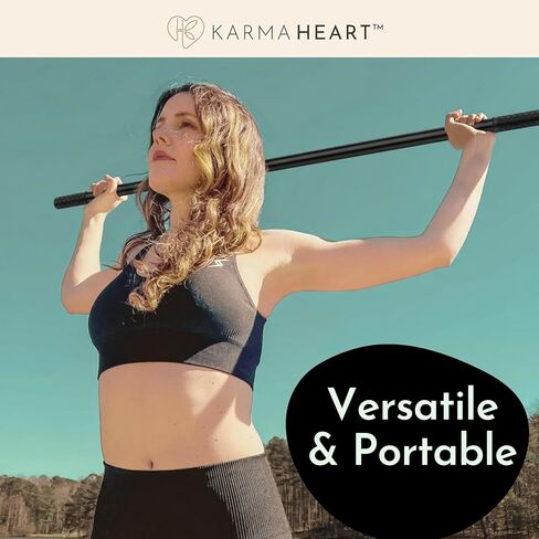 عصا اليوغا كارما هارت وعصا التمدد بأطراف مطاطية متينة للغاية - الخيزران - أسود in Kuwait