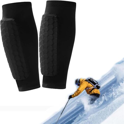 Ski Shin Guards Pads Socks Gel for Skiing,Calf Compression Sleeve with Honeycomb Pads,Breathable Elastic Anti-Collision for Skiing & Snowboarding in Saudi Arabia
