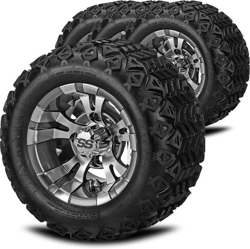 RM CART-10 "Warlock Black/Machined على إطارات مسار سوداء 18x9.50-10 (مجموعة من 4) in Kuwait