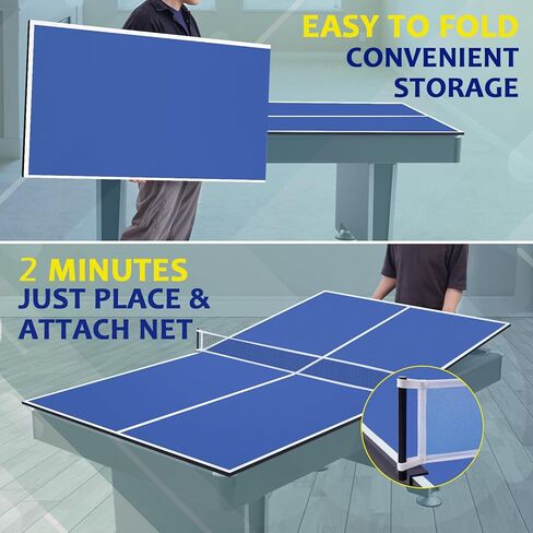 REAHOISY 7FT/8FT Ping Pong Table Top لطاولة البلياردو، طاولة Ping Pong قابلة للطي مع مجموعة شبكية، طاولة تحويل تنس الطاولة المحمولة تتضمن بطانة إسفنجية للحماية، سهولة التحويل in Kuwait