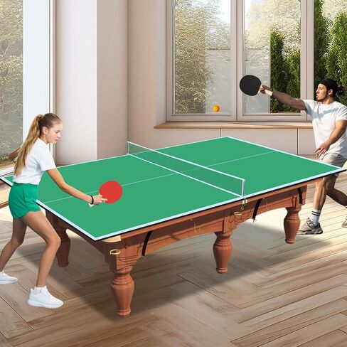 Ping Pong Table Top for Billiard Table, 7FT/8FT/8.5FT/9FT Foldable Table Tennis Table Topper for Pool Table, Indoor Outdoor Table Tennis Conversion Top w/Net & Premium Foam Padding (Green, 8.5x4.7 FT) in Saudi Arabia