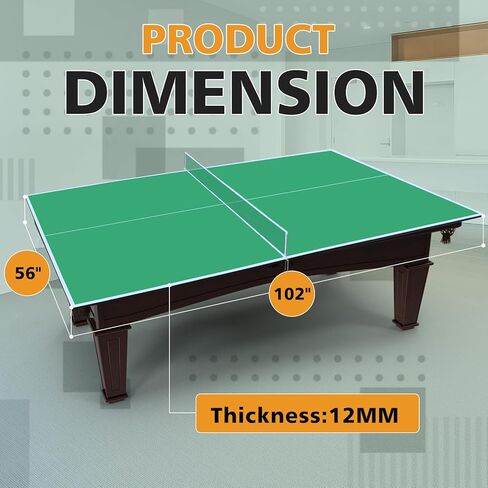 Ping Pong Table Top for Billiard Table, 7FT/8FT/8.5FT/9FT Foldable Table Tennis Table Topper for Pool Table, Indoor Outdoor Table Tennis Conversion Top w/Net & Premium Foam Padding (Green, 8.5x4.7 FT) in Saudi Arabia