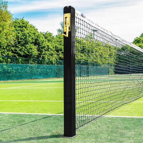 Vermont Square Tennis Posts [ITF Regulation] | 76mm Powder Coated Steel – Optional Standard or Flip Top Ground Sockets – Blue, Black or Green Tennis Posts in Saudi Arabia
