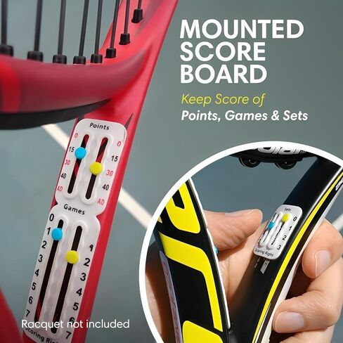 Scoring Right Portable Tennis Racket and Padel Scorekeeper, Easily Mounted Small Score Board to Keep Score of Points, Games, and Sets, ITF Conforming, Lightweight Mini Score Keeper, 1.9g in Saudi Arabia