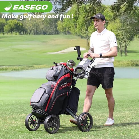 EASEGO Golf Push Cart 4 Wheel : Golf Walking Carts with Phone Holder/Cup Holder/Umbrella Holder/Foot Brake/Cooler Basket 3 Wheel Superlite Golf Pull Cart All-Terrain Golf Caddy Carts in Saudi Arabia