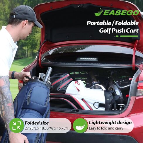 EASEGO Golf Push Cart 4 Wheel : Golf Walking Carts with Phone Holder/Cup Holder/Umbrella Holder/Foot Brake/Cooler Basket 3 Wheel Superlite Golf Pull Cart All-Terrain Golf Caddy Carts in Saudi Arabia
